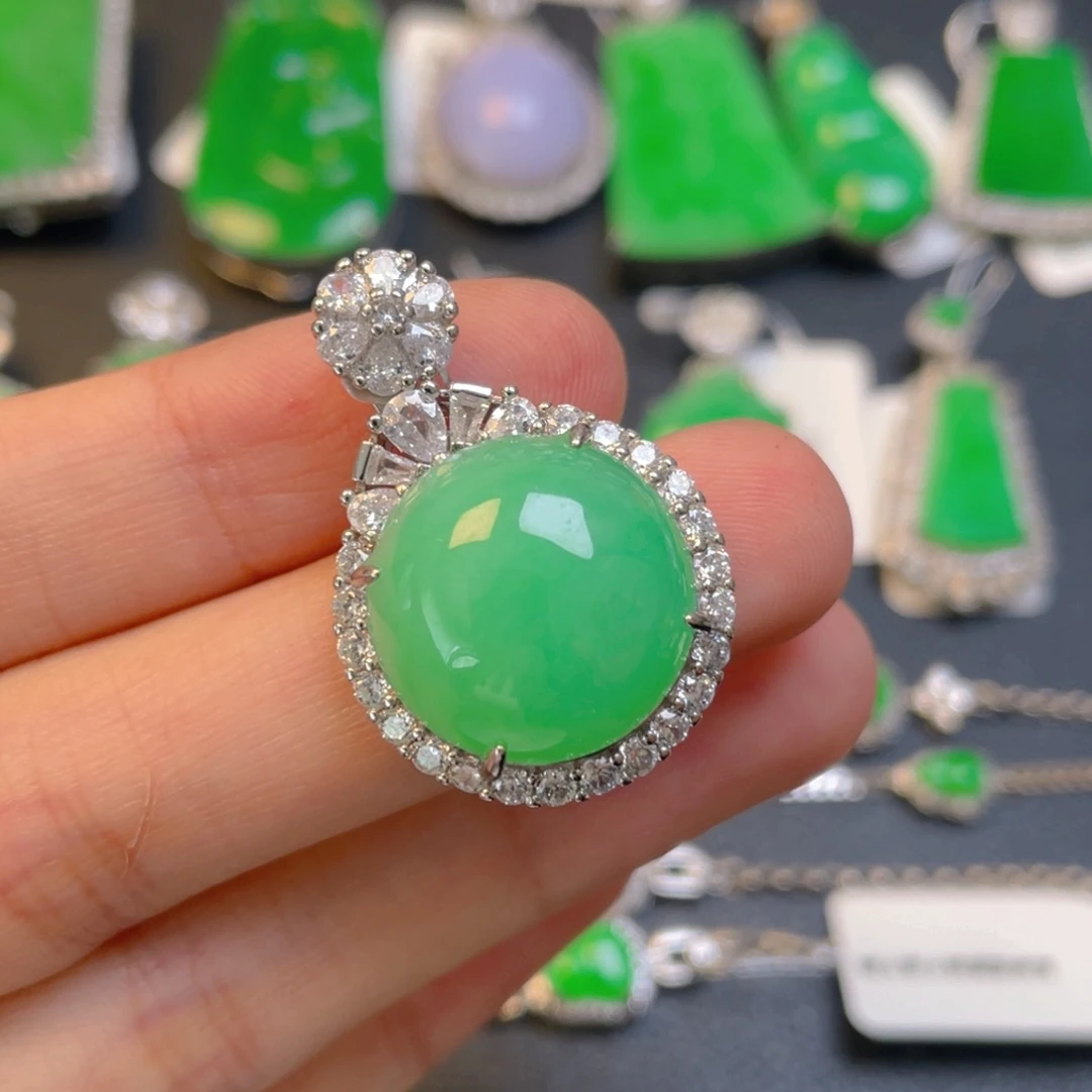 翡翠银S925镶嵌颈饰