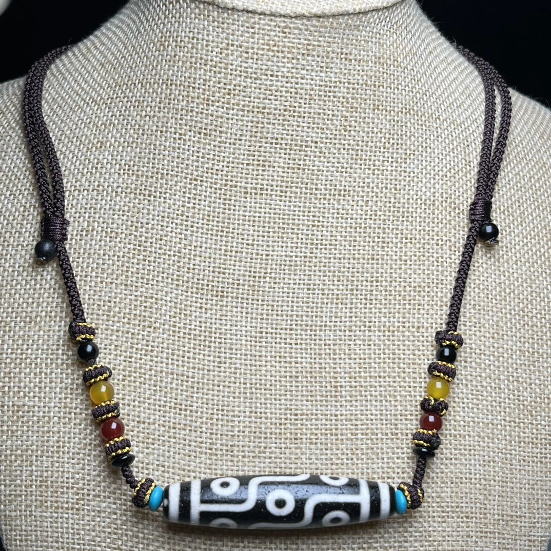 梵藏玛瑙九眼天珠吊坠项链手工编制时尚百搭男女情侣款