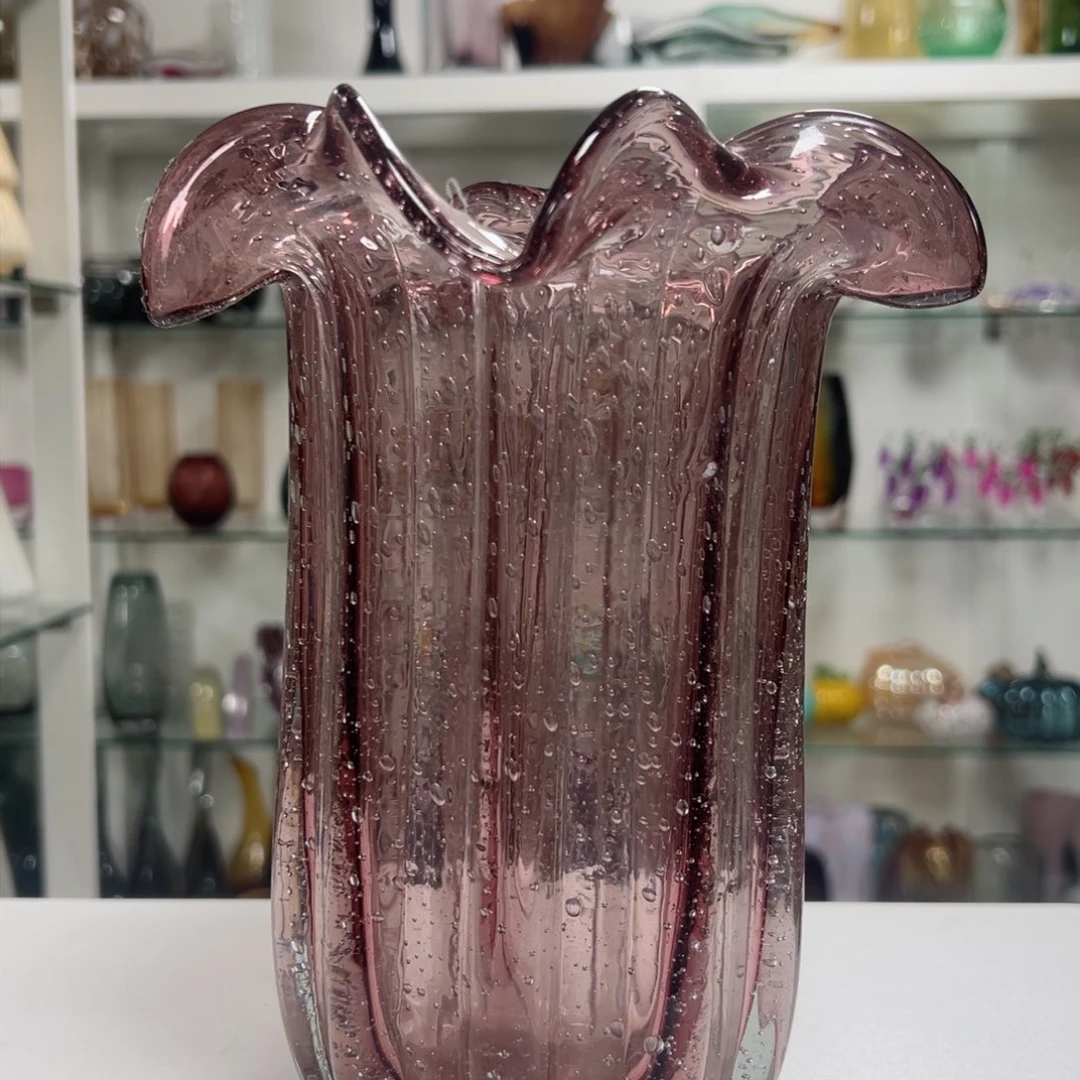 透紫色气泡白菜花瓶高度26微瑕