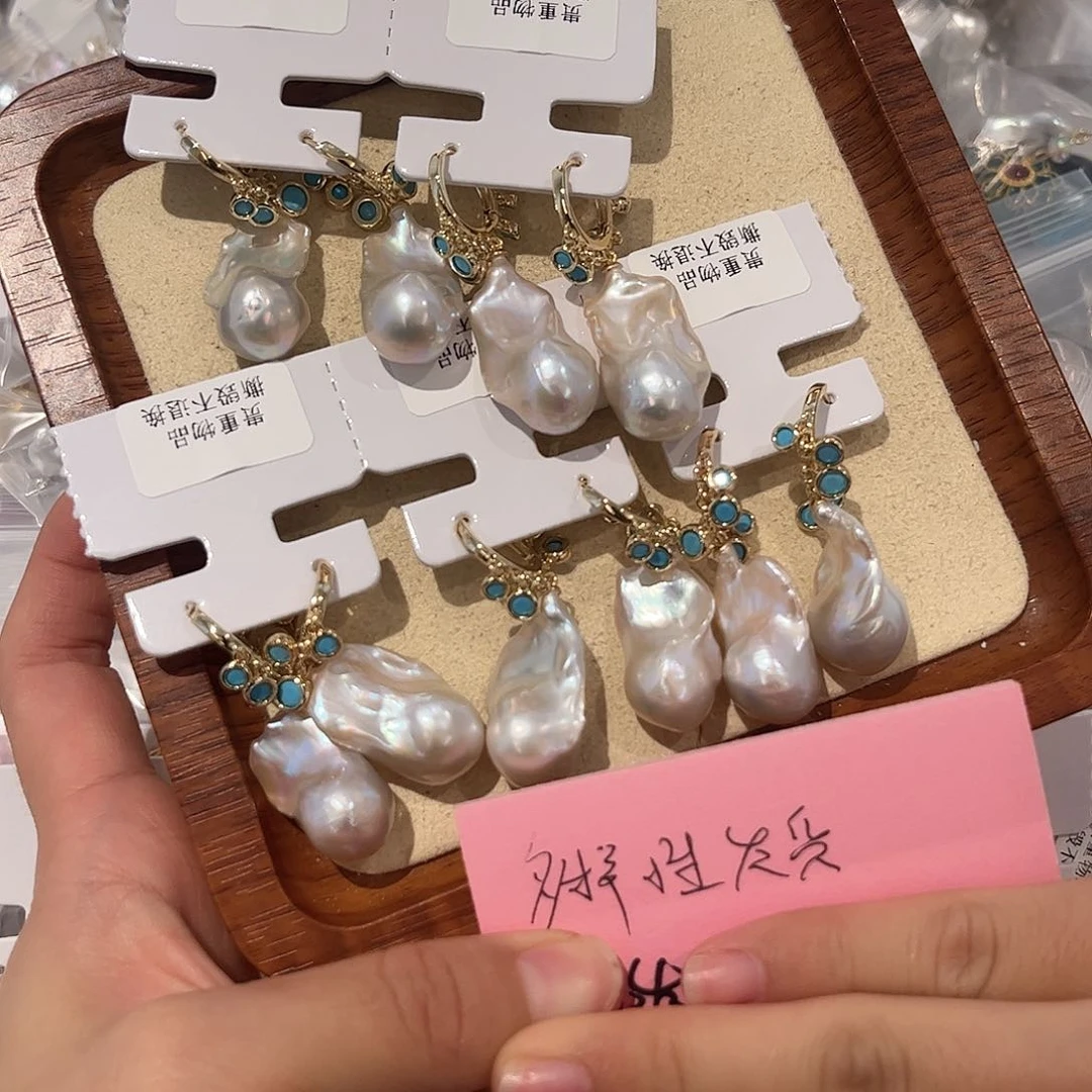 合金淡水珍珠耳饰