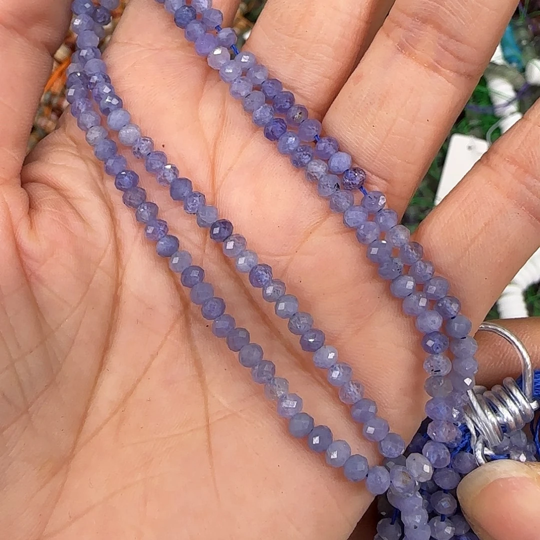 玛瑙/玉髓合金珠宝半成品坦桑石3mm一条切面