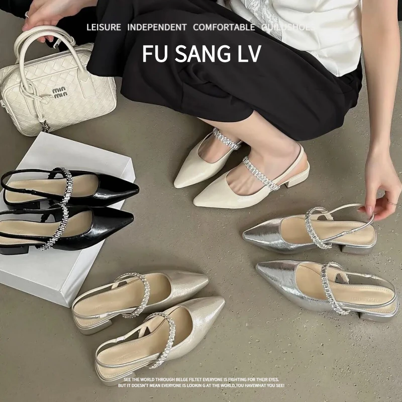 2025春夏新款玛丽珍鞋时尚百搭一字带包头凉鞋搭配裙子仙女晚晚鞋