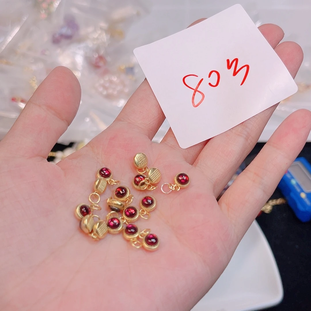 水晶珠宝半成品银S925镀金镶嵌80 。