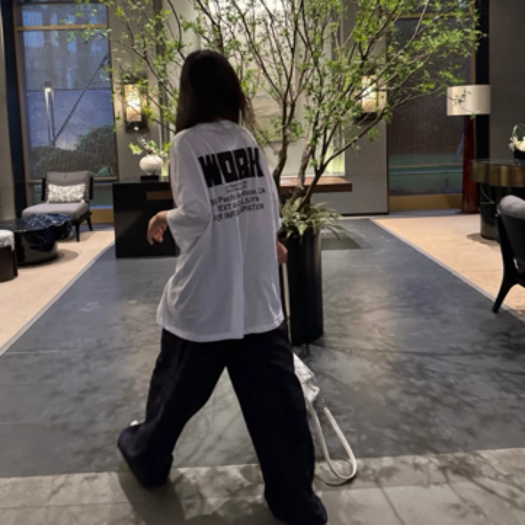 现货LULU BUNNY work大版型短袖t恤简约纯棉圆领印花