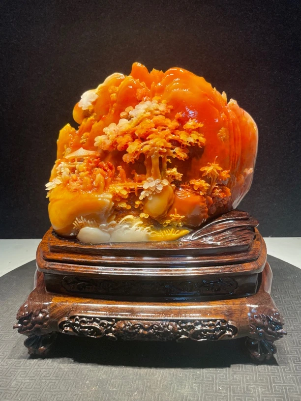 寿山石山水田黄印章印摆件貔貅手把件石雕工艺品入门玄关奇石山水