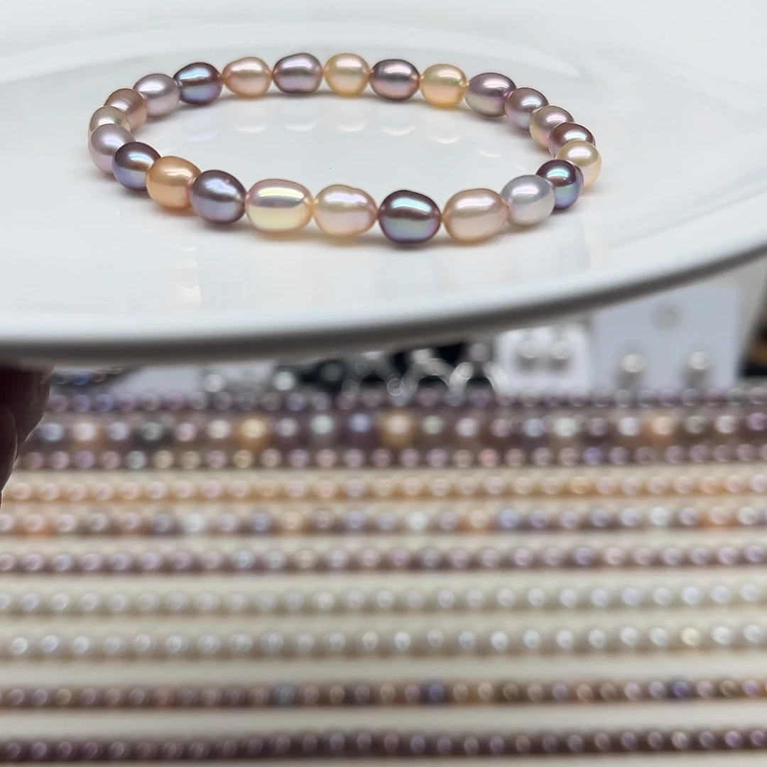 淡水珍珠手串银S925镶嵌5毫米