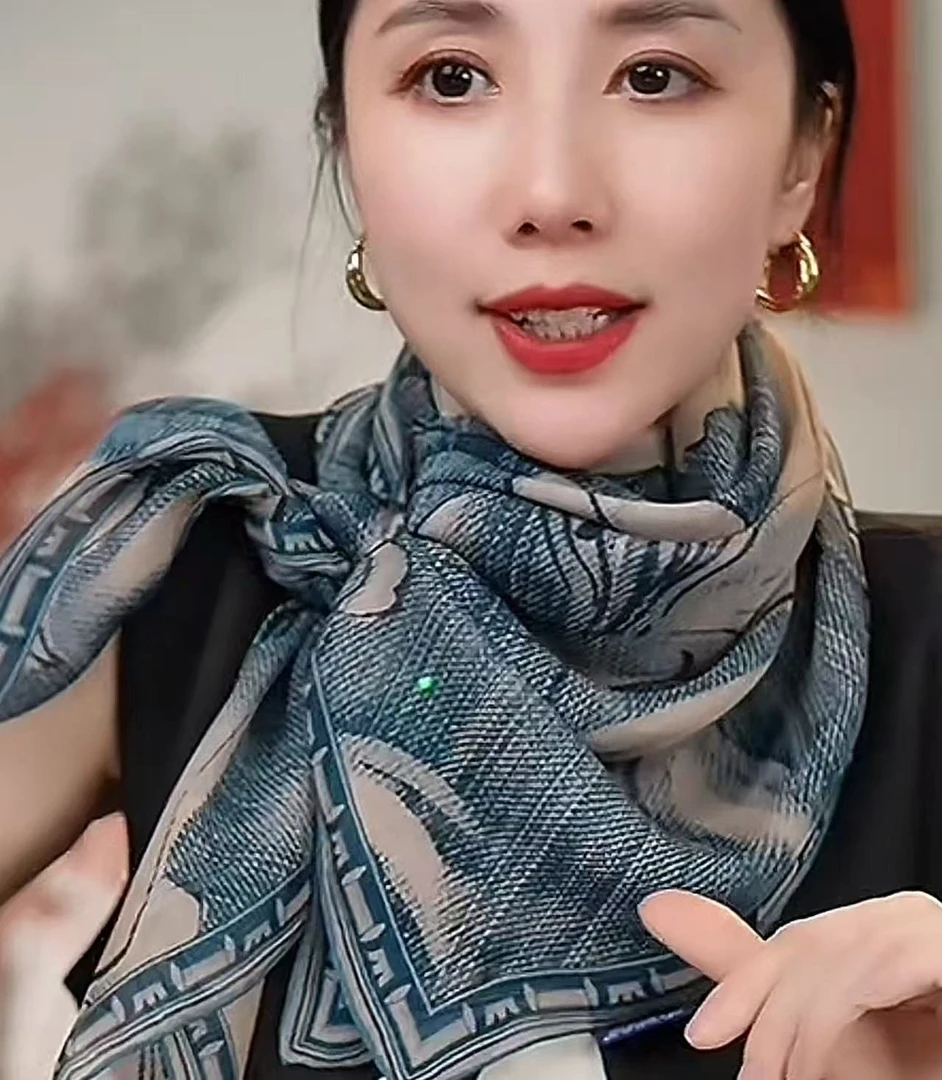 宫丽108x108cm6A纯100桑蚕丝春夏薯莨纱时尚大方巾SLD-53