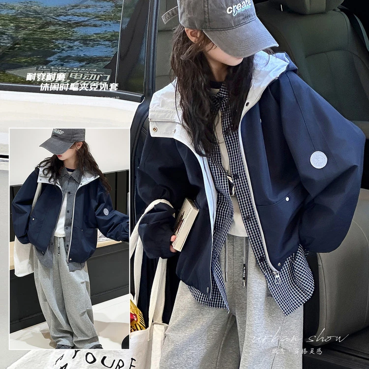 韩版女童洋气外套秋款保暖宽松显瘦童装时尚百搭潮流中大童女孩长
