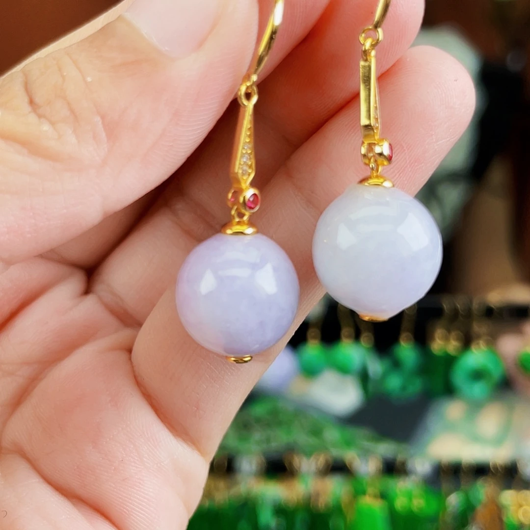 翡翠银S925镶嵌耳饰