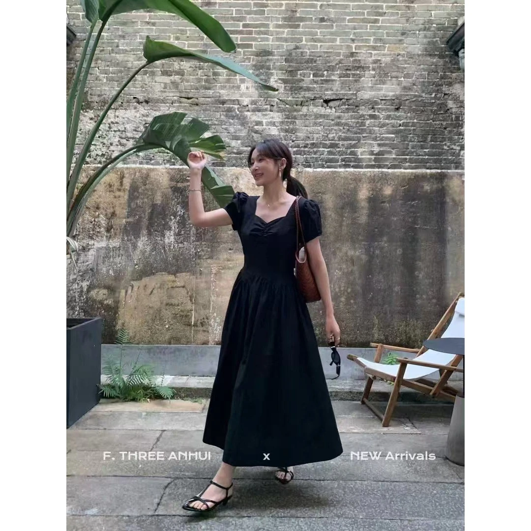 16139#三姐妹#韩系甜美气质百搭显瘦V领连衣裙(福利)