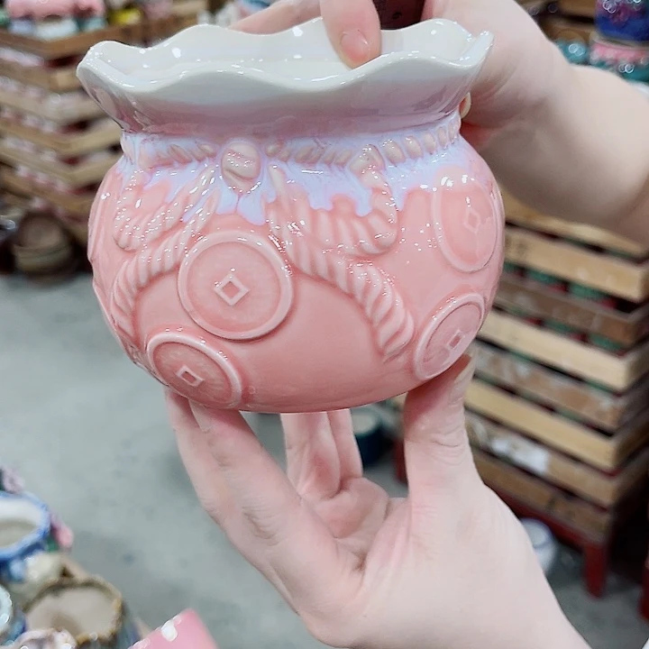 有孔，凑10元包邮陶瓷花盆发货！