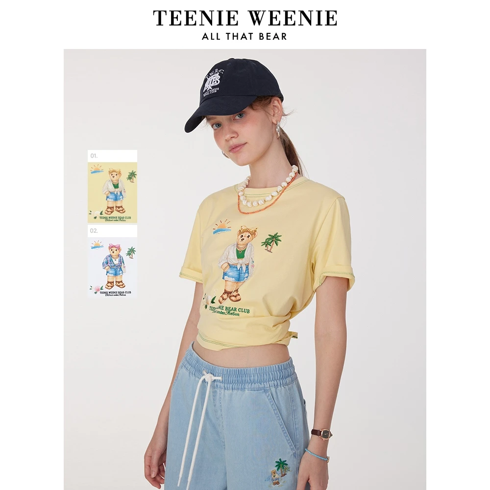 *TeenieWeenie小熊女圆领T恤25清新活力休闲印花短袖TTRA252504T