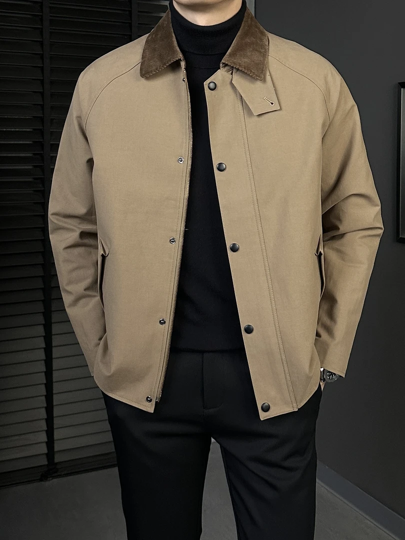KING&GUCH秋季2025新款男士翻领时尚潮流休闲百搭夹克外套2243