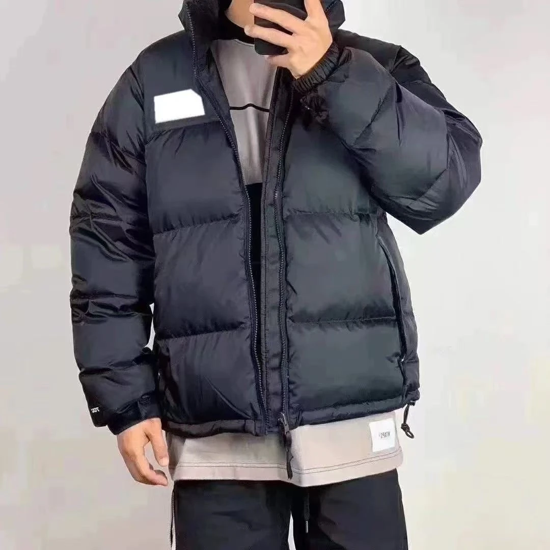 【大牌撤柜】北美1996潮流白鹅拼色立领简约厚款刺绣男女同款情侣装