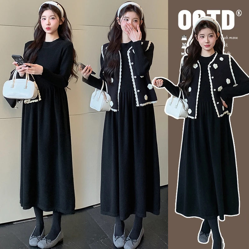 【安安】孕妇装秋冬季马甲上衣+打底裙子韩版气质孕妇连衣裙春秋装