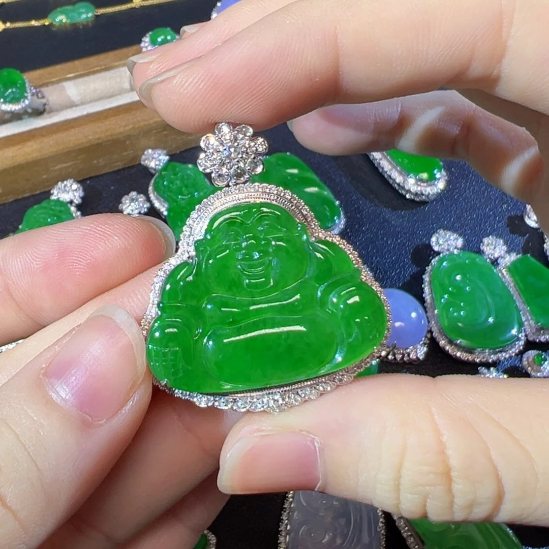 翡翠18K金镶嵌吊坠(不含链)