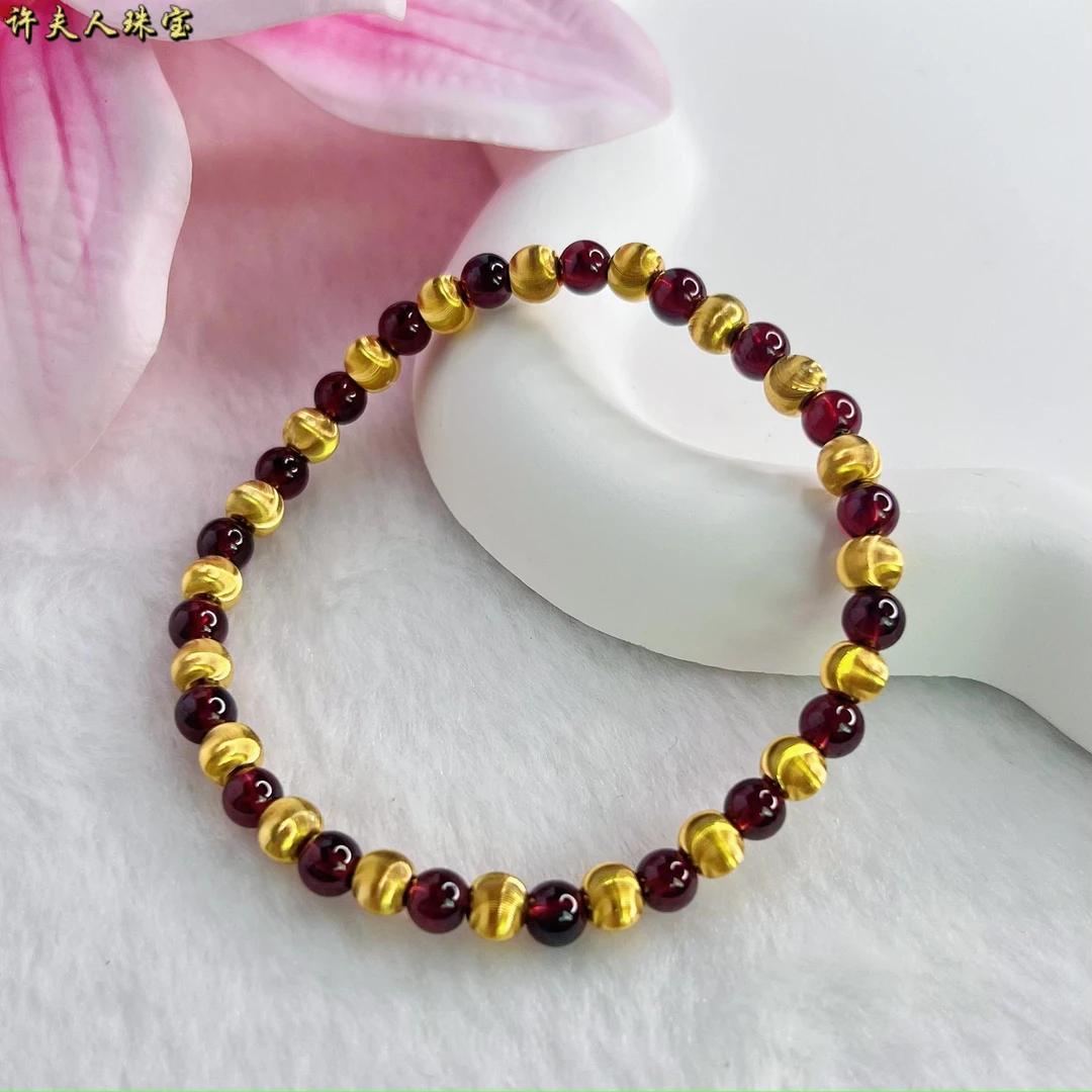许夫人珠宝时尚精美百搭石榴石手串 （配20颗猫眼银珠）
