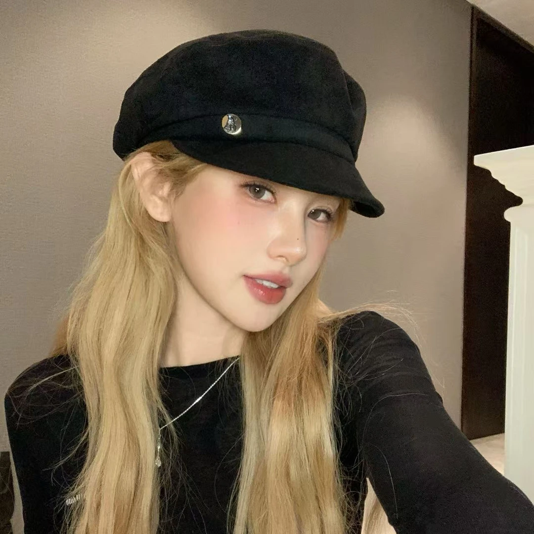 hucares 「复古女主角」定制麂皮绒休闲报童帽秋冬一帽四戴