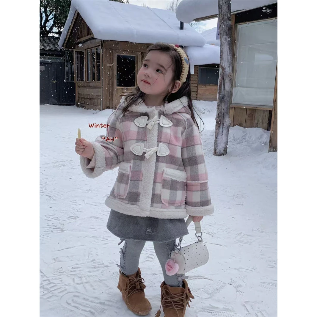 AH·25冬~连帽格子大衣A98073（童装汉服）