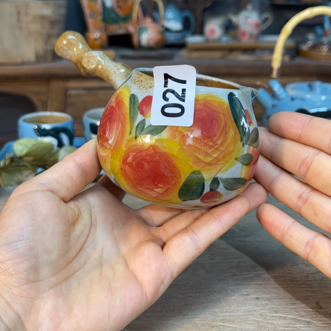 壶素浅陶瓷手工手绘