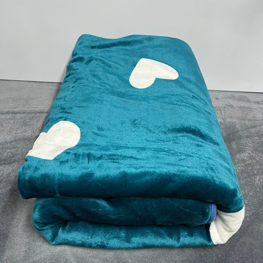 爱心加厚牛奶绒被套200*230cm冬天保暖绒被罩