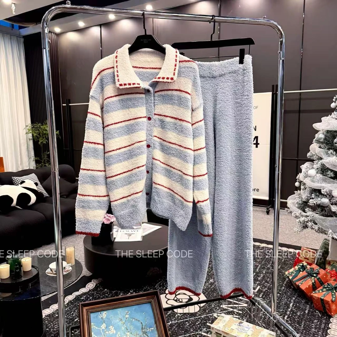 Zai Living/也宅【秋风起】新针织半边绒冬季加厚宽松家居服睡衣