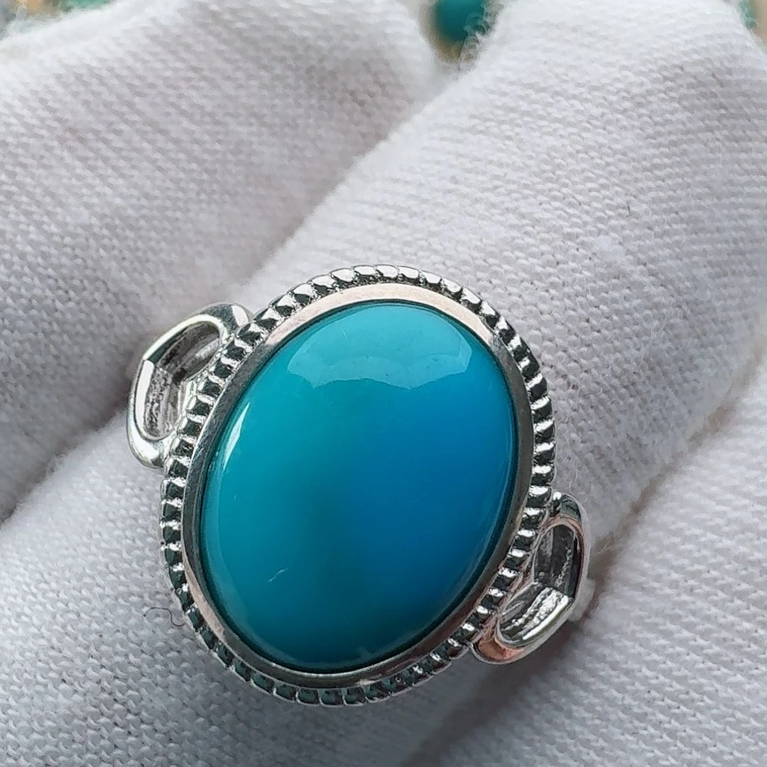 绿松石银S925镶嵌戒指