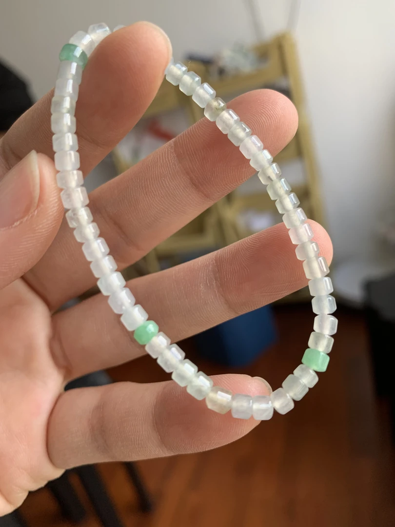 天然A翡翠 百搭小桶珠单圈手串