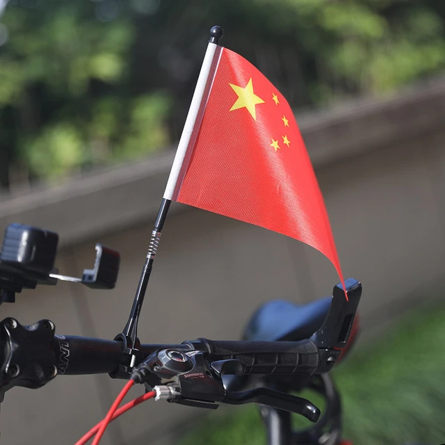 自行车摩托车摩旅骑行车把装饰改装不锈钢伸缩车载旗杆 山地自行