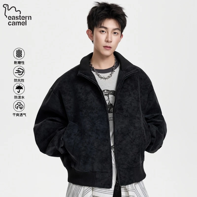 东方骆驼美式复古皮衣外套男士秋季潮牌宽松休闲百搭机车夹克上衣