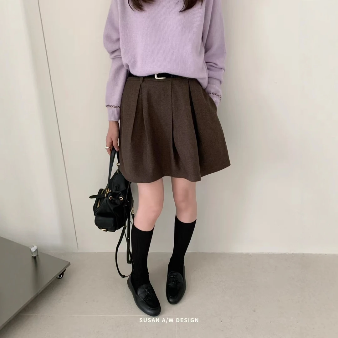 2025年新款百搭减龄半身裙女秋季休闲通勤短裙配腰带TW779