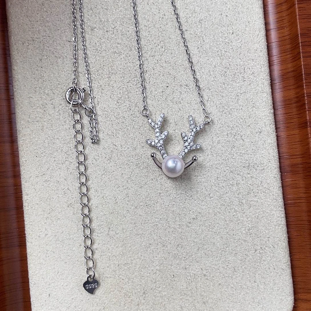 银S925镶嵌海水珍珠项链
