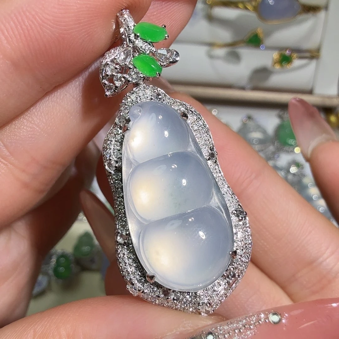 翡翠18K金镶嵌吊坠(不含链)
