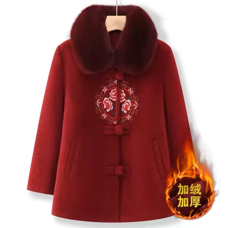 7953-奶奶冬装外套妈妈加绒加厚老人秋冬棉衣老太太唐装