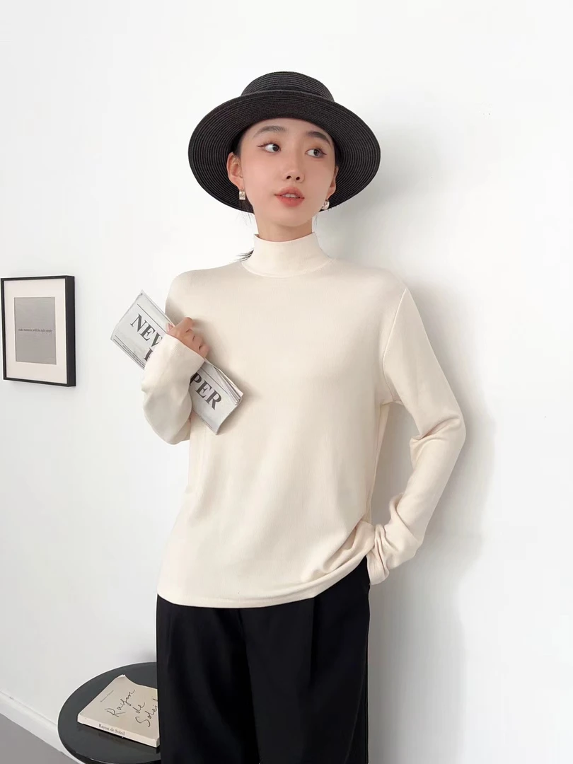 韩尤简同款百搭修身粘绒打底衣