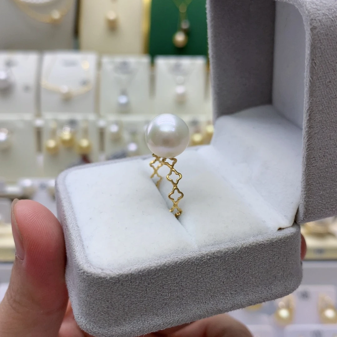 18K金镶嵌戒指淡水珍珠