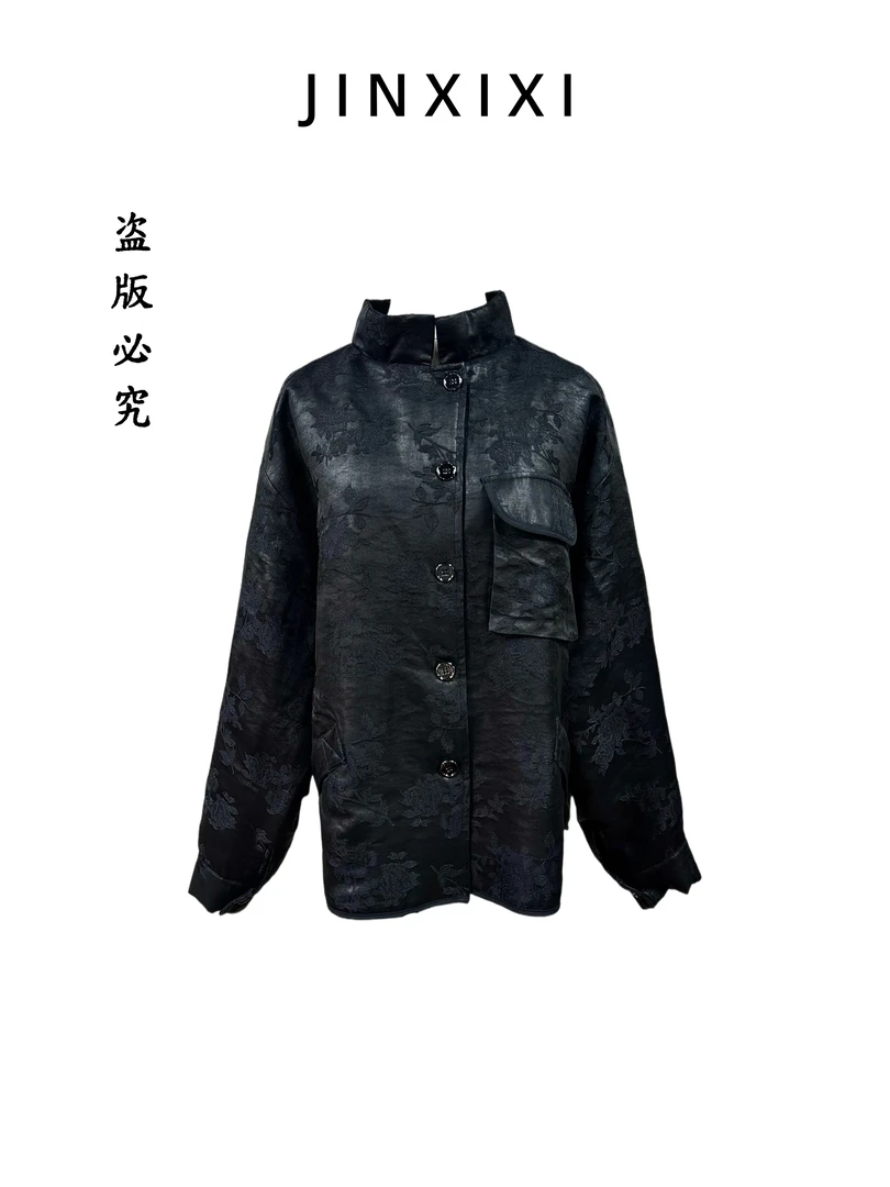 金禧禧【琉璃黑】香云纱新雪丽棉服J24480-4