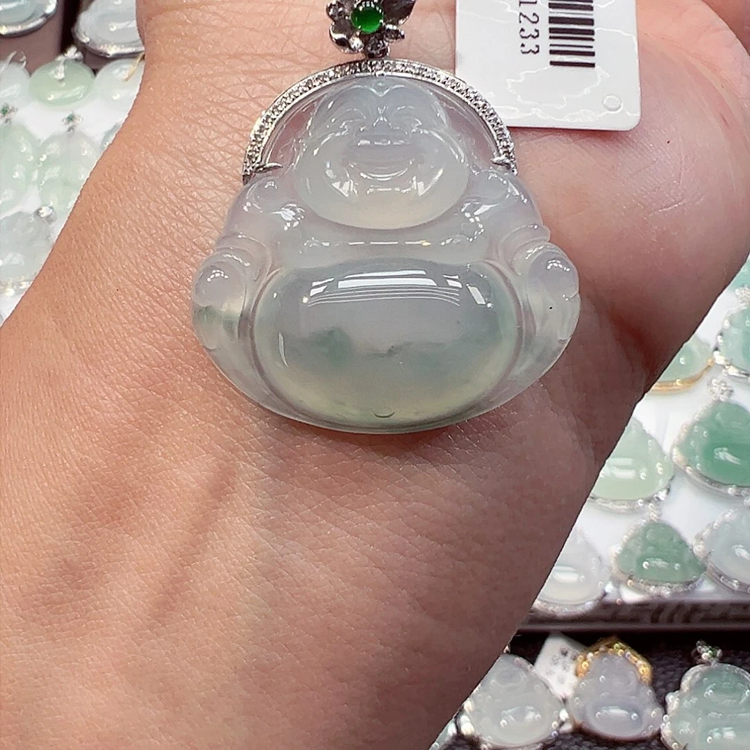 吊坠(不含链)18K金镶嵌翡翠佛公