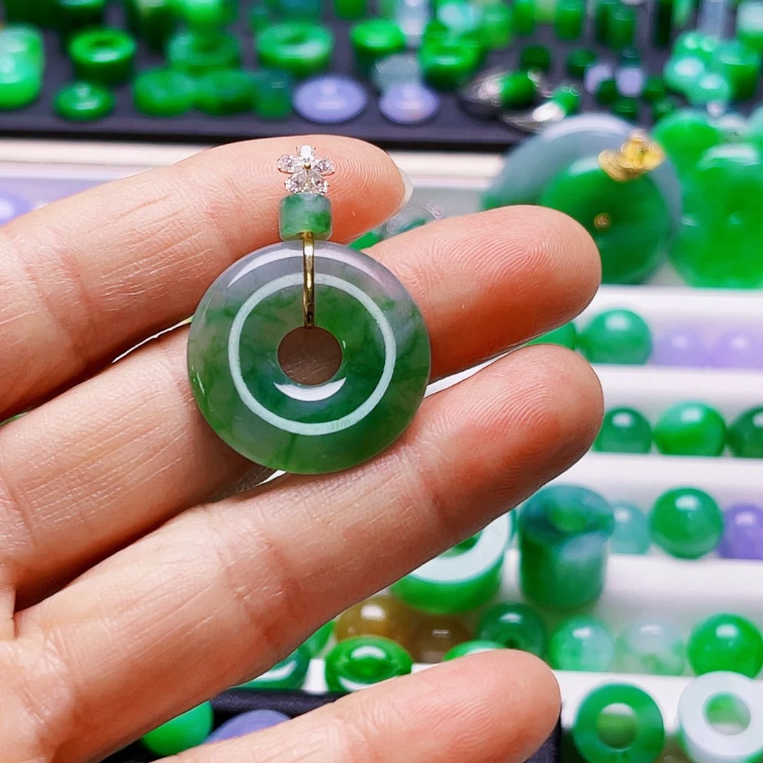 翡翠18K金镶嵌吊坠(不含链)