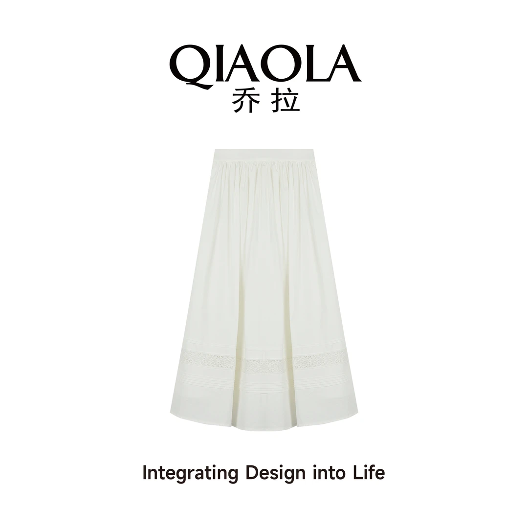 QIAOLA/乔拉【蕾丝半裙】早春季新款梭织蕾丝轻奢百搭A版半裙预售