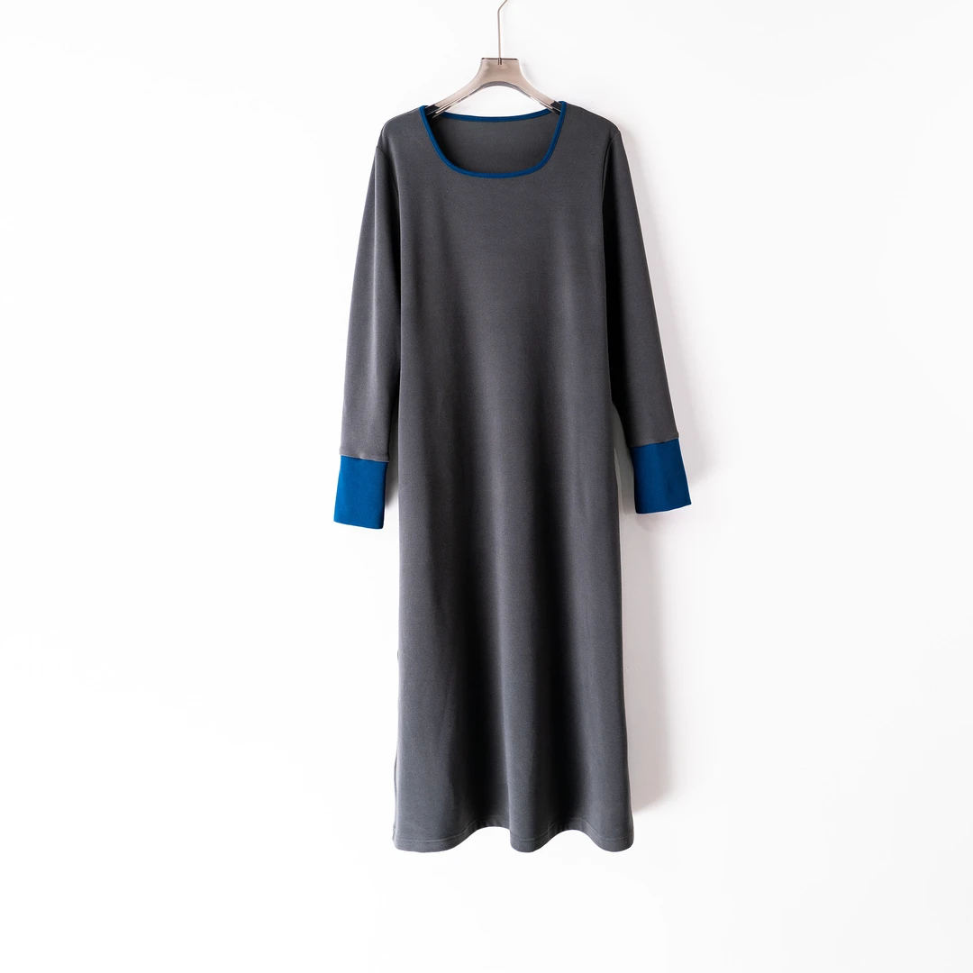 PL241129秋冬新款宽松大码胖MM女装小众设计打底时尚连衣裙撞色