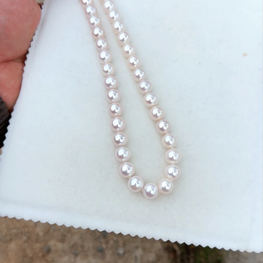 淡水珍珠颈饰银S925镶嵌小*七10–11无核极光炫彩粉