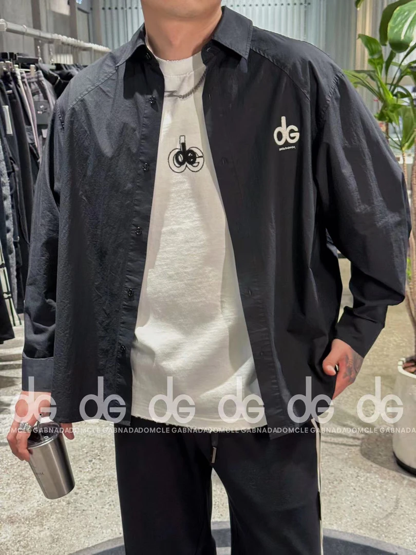 2025设计师原创长袖衬衫男宽松休闲国潮嘻哈百搭潮流衬衣外套