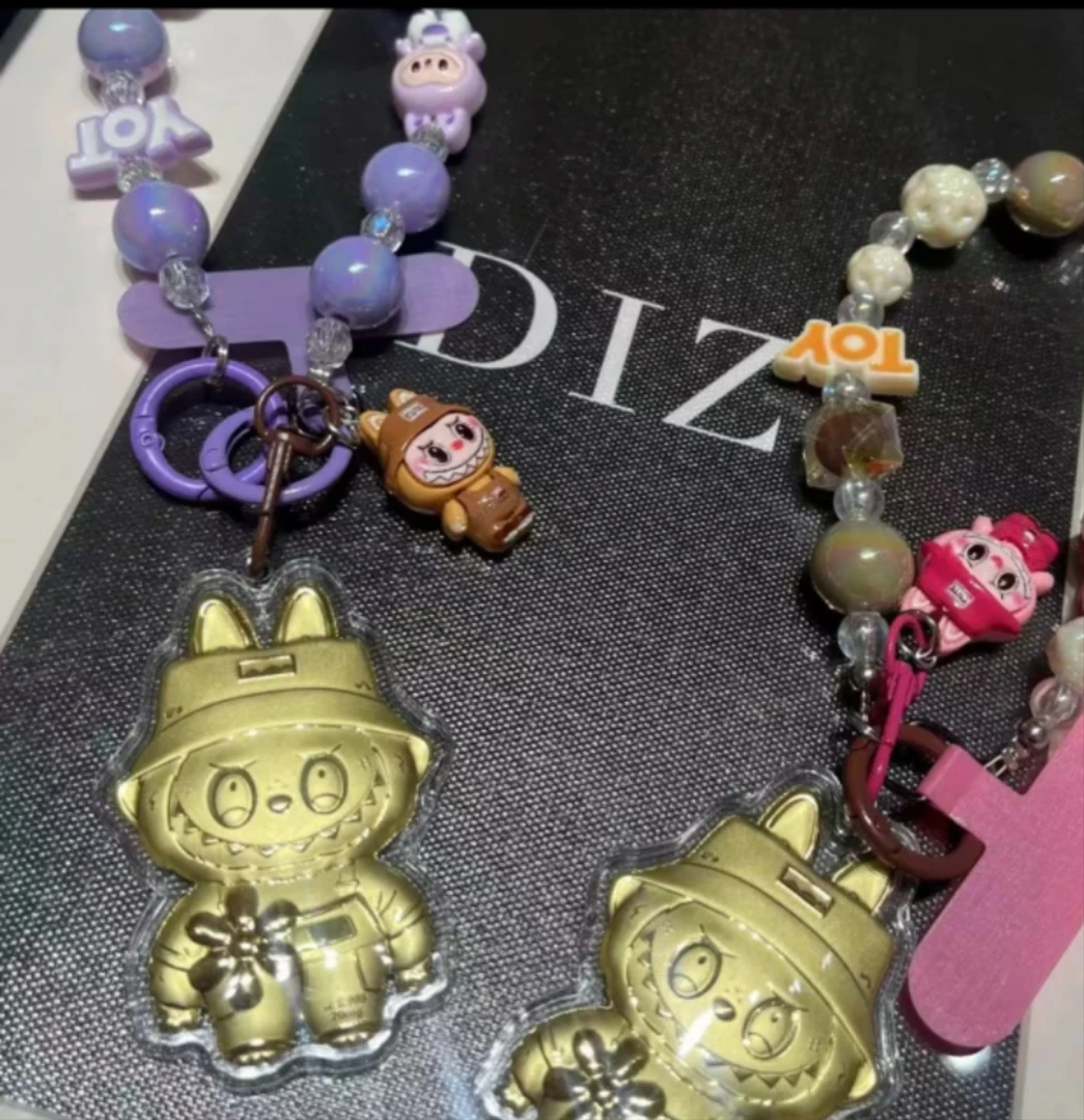 含金工艺品0.02g金【串珠款】新款拉布布钥匙扣20mg金钥匙扣饰品