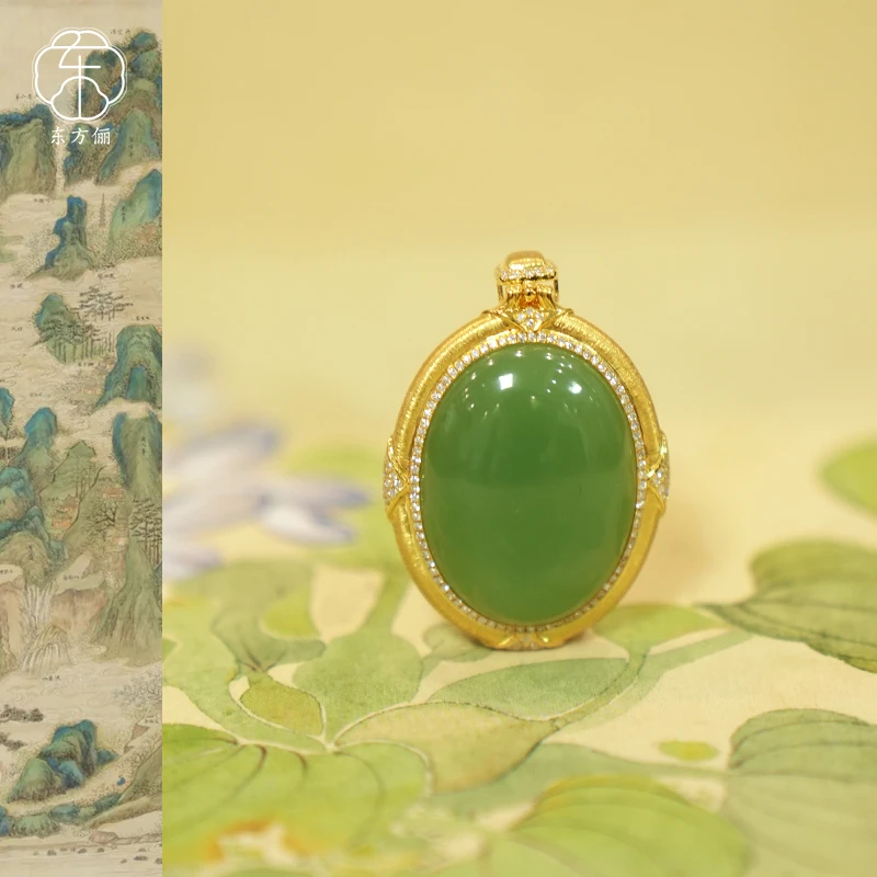 东方俪DOFUNLY【春语】和田玉蛋面18K金吊坠镶嵌FQDZ浮岚