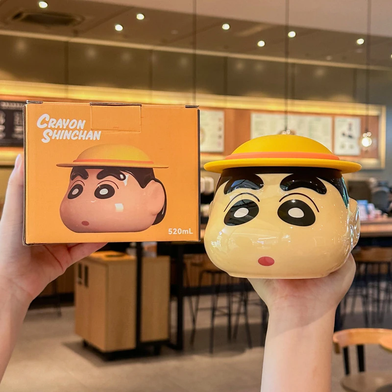 创意蜡笔小新联名造型水杯可爱卡通陶瓷马克杯送女生儿童生日礼物