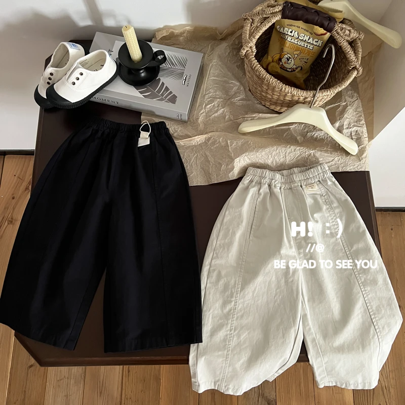 现货【百分百棉】郝叔童品秋季限定2025男童网红棉布阔腿裤潮HI5304