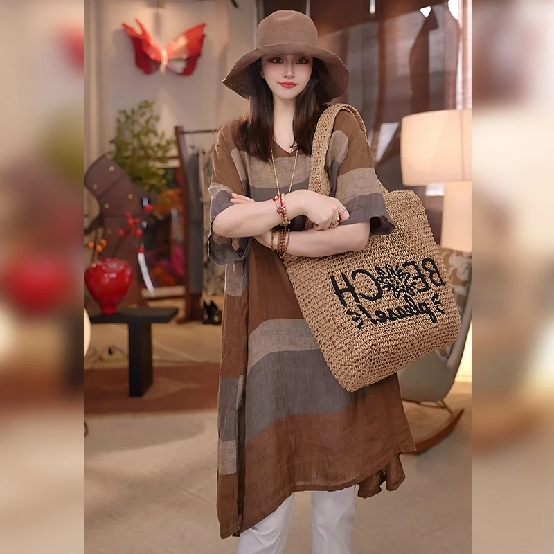 【Linda姐高端线】夏季新款时尚复古气质条纹套头衬衫AA5SCS0416