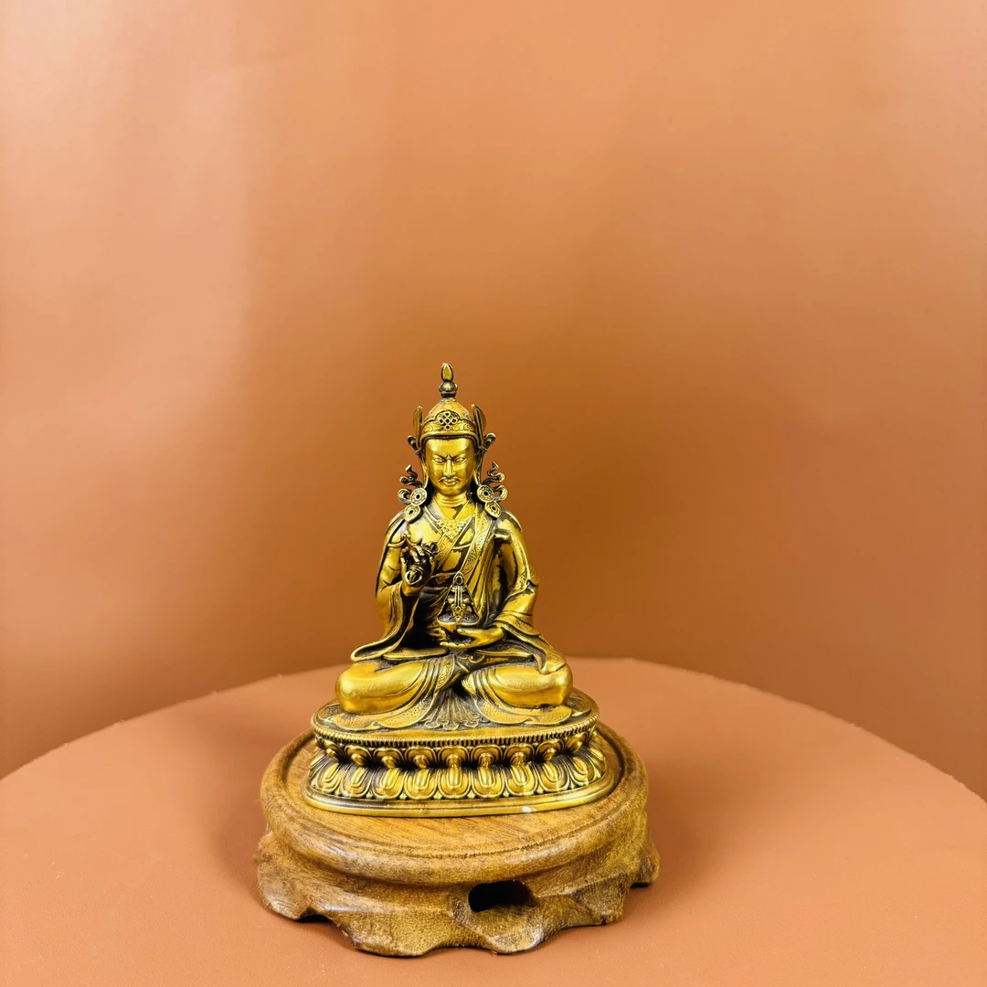 锦艺杂项-莲花生（铜鎏金）