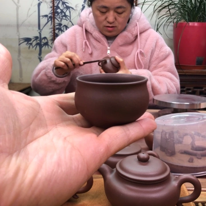 紫砂茶杯老紫泥小客杯